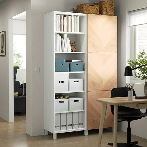 BESTÅ - storage combination with doors, white/Hedeviken oak veneer | IKEA Taiwan Online - PE824035_S4