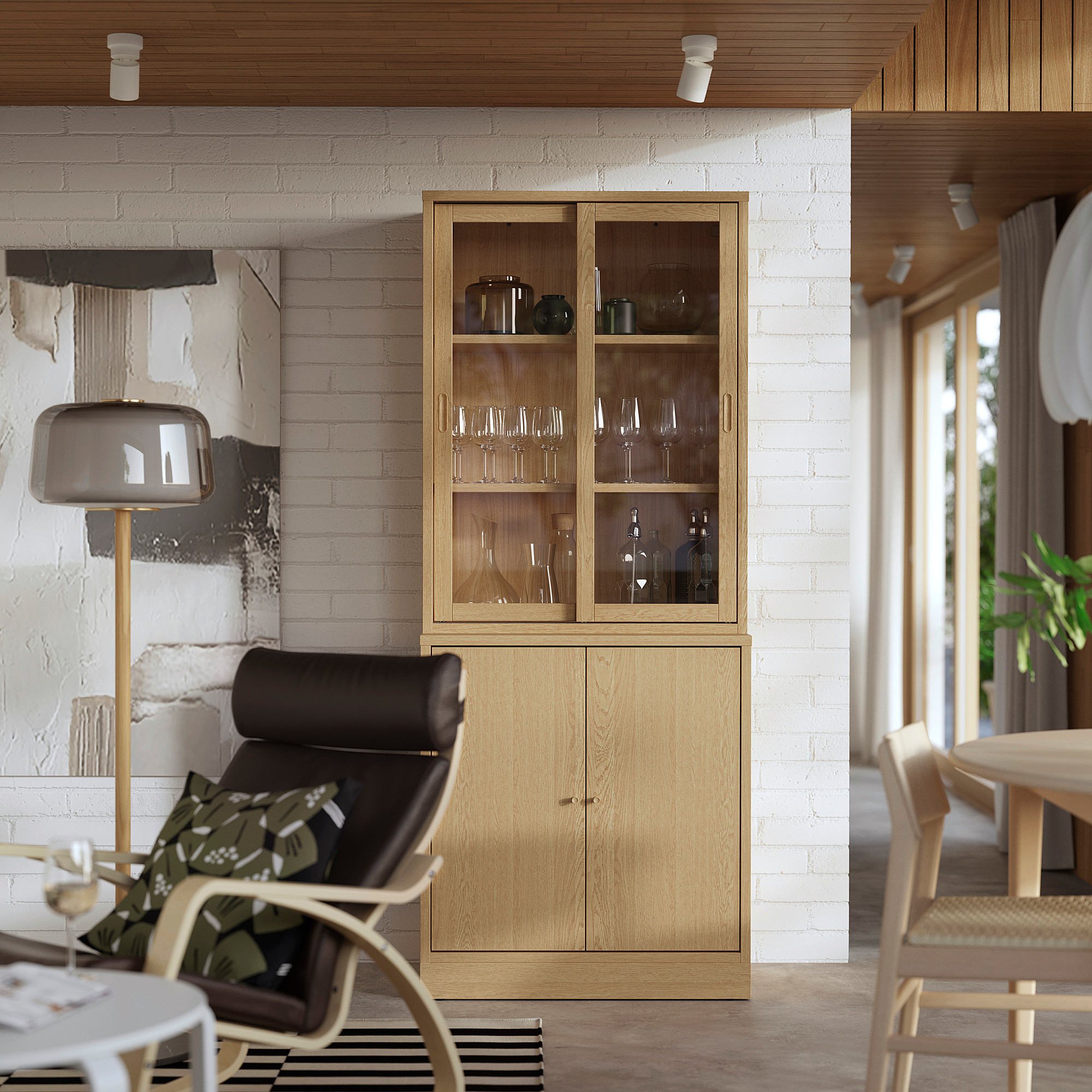 TONSTAD storage comb w sliding glass doors
