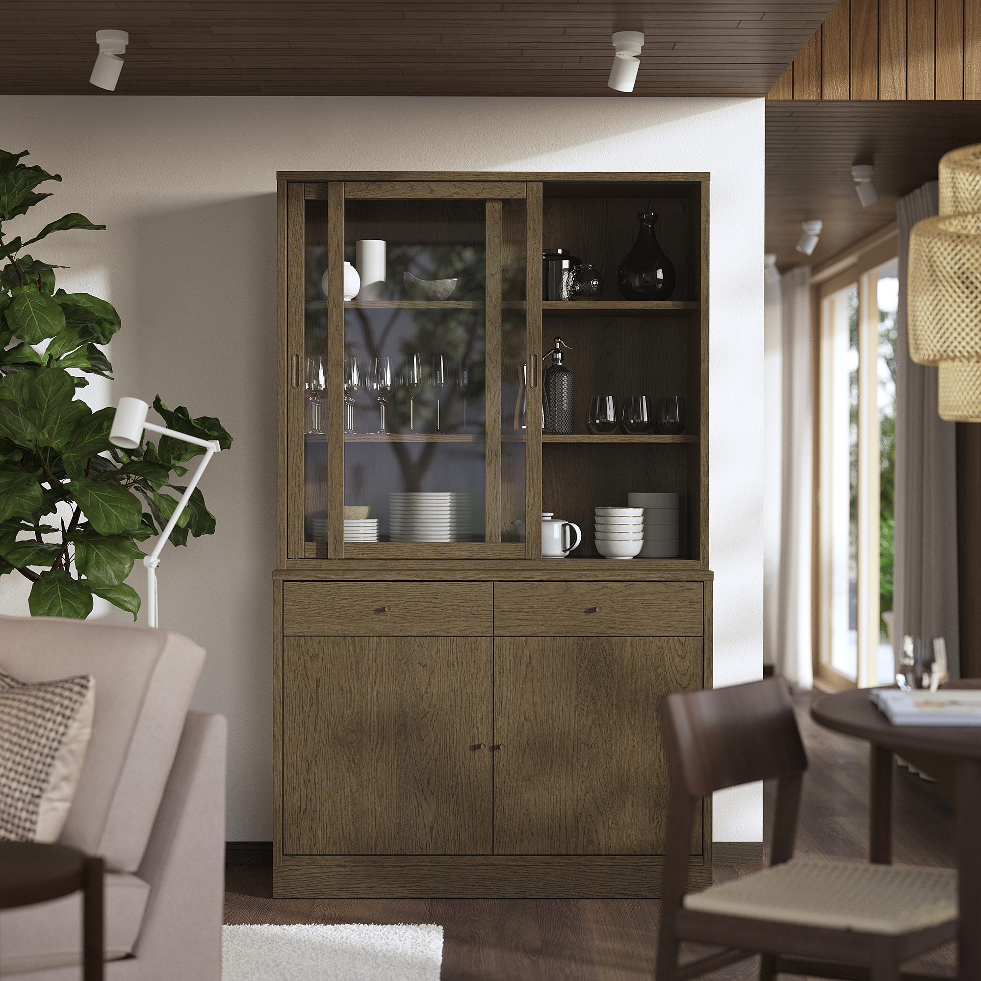 TONSTAD storage comb w sliding glass doors