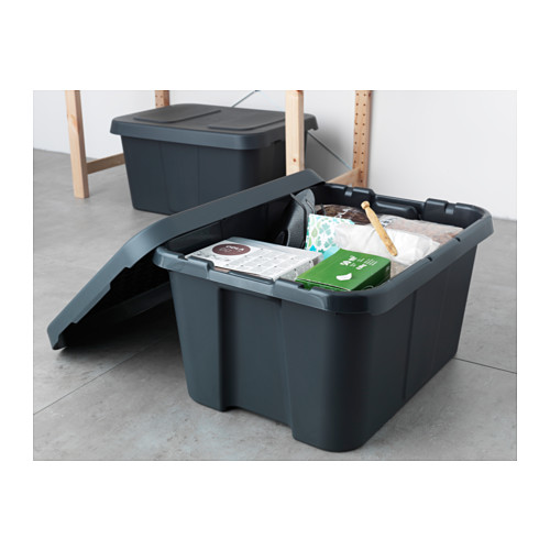 KLÄMTARE - box with lid, in/outdoor, dark grey | IKEA Taiwan Online - PE564175_S4