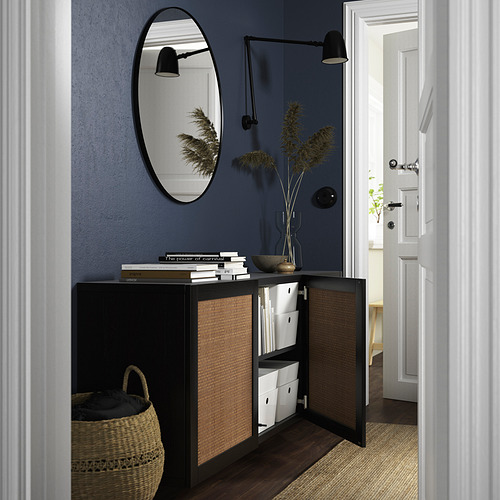 BESTÅ - wall-mounted cabinet combination, black-brown Studsviken/dark brown woven poplar | IKEA Taiwan Online - PE824219_S4