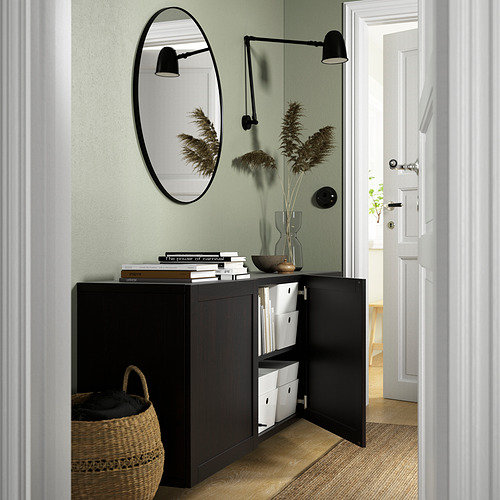 BESTÅ - wall-mounted cabinet combination, black-brown/Hanviken black-brown | IKEA Taiwan Online - PE824206_S4