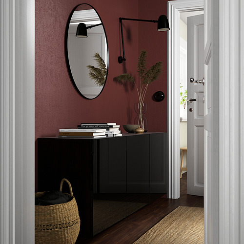 BESTÅ - wall-mounted cabinet combination, black-brown/Selsviken high-gloss/black | IKEA Taiwan Online - PE824162_S4