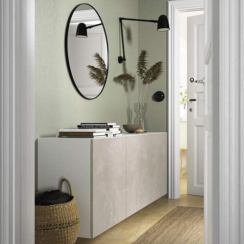 BESTÅ - wall-mounted cabinet combination, white Bergsviken/beige marble effect | IKEA Taiwan Online - PE824166_S4