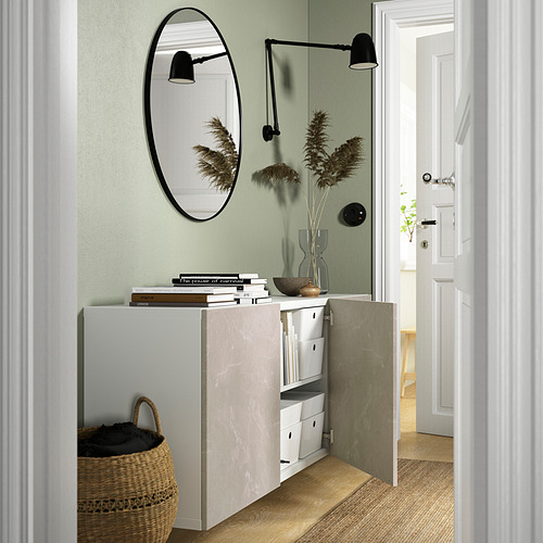 BESTÅ - wall-mounted cabinet combination, white Bergsviken/beige marble effect | IKEA Taiwan Online - PE824198_S4