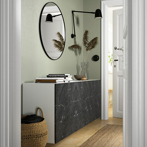 BESTÅ - wall-mounted cabinet combination, white Bergsviken/black marble effect | IKEA Taiwan Online - PE824211_S4