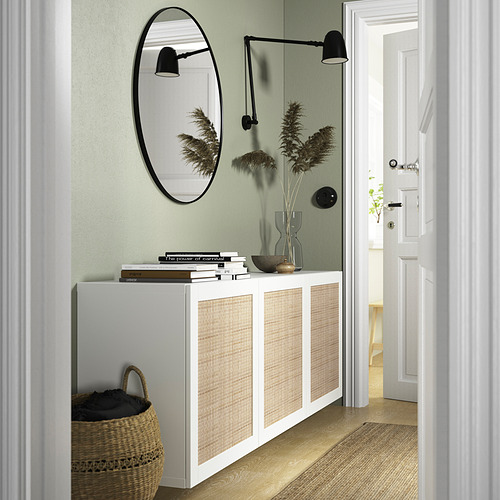BESTÅ - wall-mounted cabinet combination, white Studsviken/white woven poplar | IKEA Taiwan Online - PE824203_S4