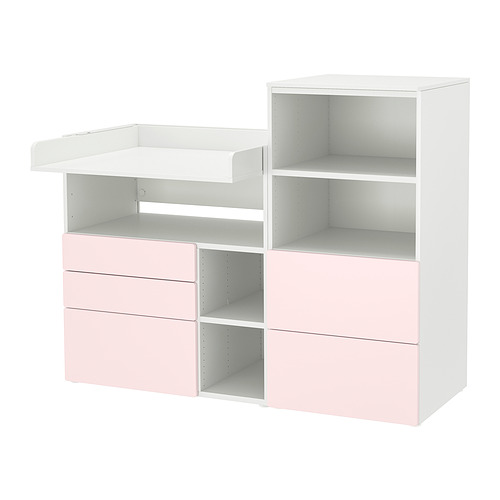 SMÅSTAD/PLATSA - changing table, white pale pink/with bookcase | IKEA Taiwan Online - PE866078_S4