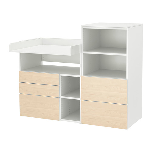SMÅSTAD/PLATSA - changing table, white birch/with bookcase, 150x79x123 cm | IKEA Taiwan Online - PE866082_S4