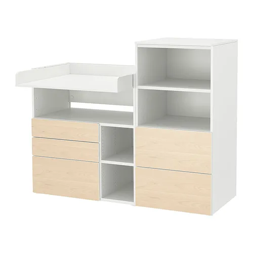 SMÅSTAD/PLATSA - 嬰兒尿布更換桌, 白色 樺木/附書櫃, 150x79x123 公分 | IKEA 線上購物 - PE866082_S4