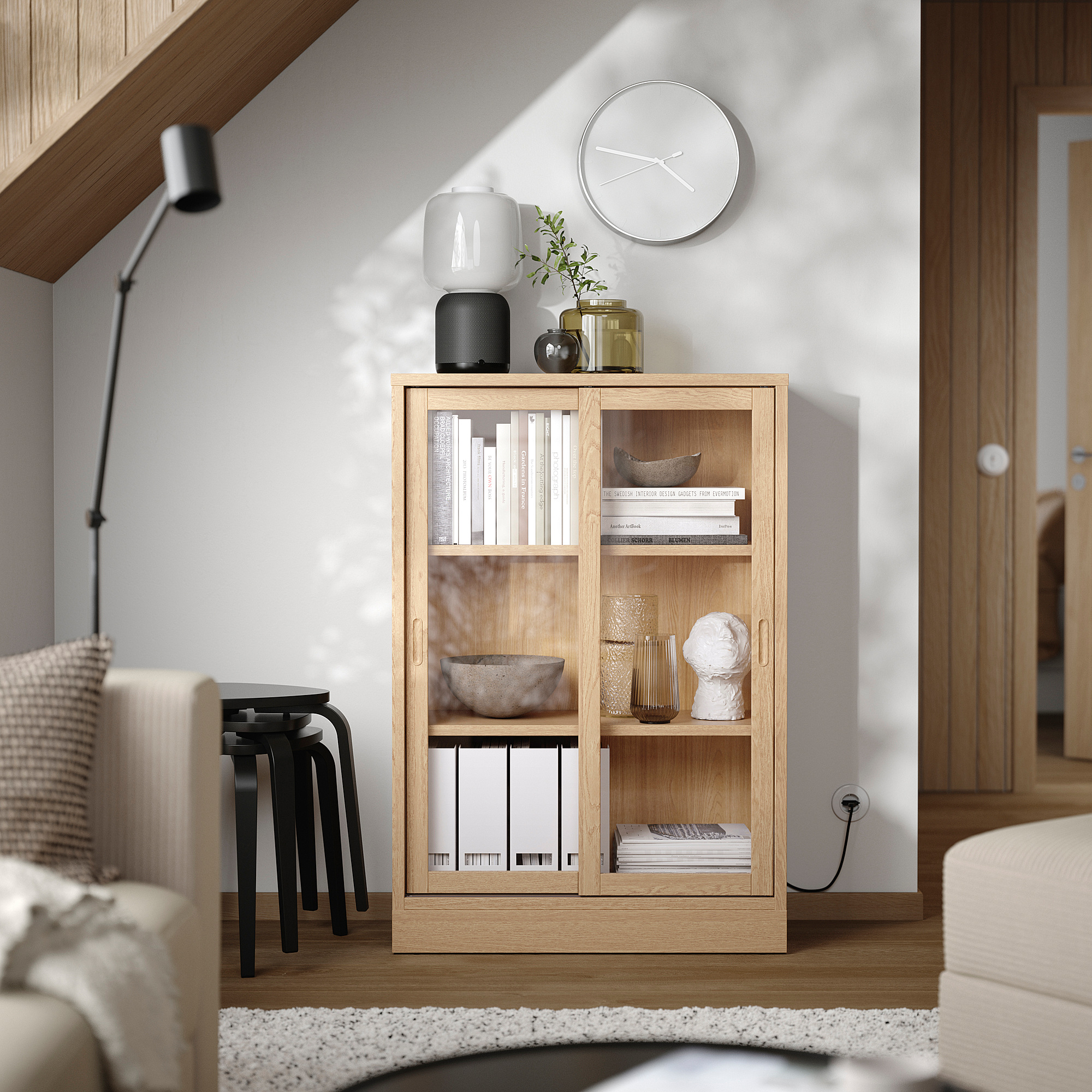 TONSTAD cabinet with sliding glass doors