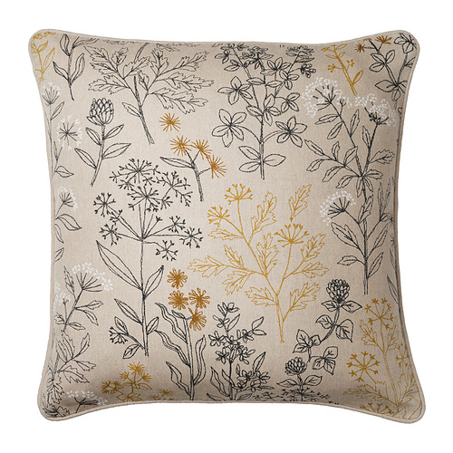 HALLONBUSKE - cushion cover, unbleached/floral pattern, 48x48 cm | IKEA Taiwan Online - E1006927_S4