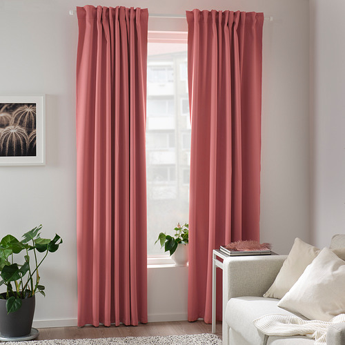 MAJGULL - room darkening curtains, 1 pair, dark pink | IKEA Taiwan Online - PE824283_S4