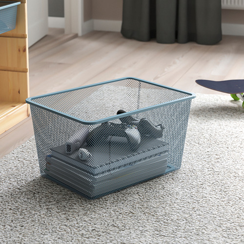 TROFAST - 收納組合附收納盒, 染白松木/灰藍色, 44x30x91 公分| IKEA 