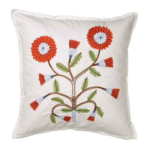 FACELIOR - cushion cover, white/embroidery dark orange, 50x50 cm | IKEA Taiwan Online - PE968572_S4