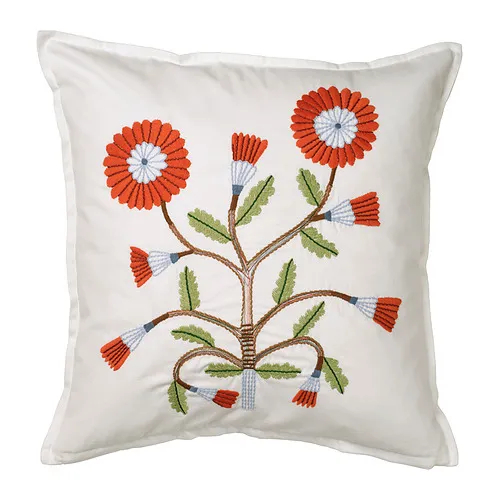 FACELIOR - 靠枕套, 白色/刺繡 深橙色, 50x50 公分 | IKEA 線上購物 - PE968572_S4