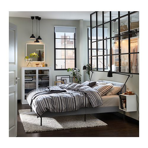 SLATTUM - 雙人軟墊式床框, 淺灰色, 含床底板條 | IKEA 線上購物 - PH163486_S4