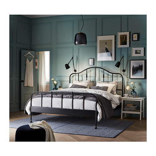 SAGSTUA - 雙人床框, 黑色, 附LÖNSET床底板條 | IKEA 線上購物 - PH163664_S4
