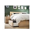 MALM bed frame, high, w 2 storage boxes