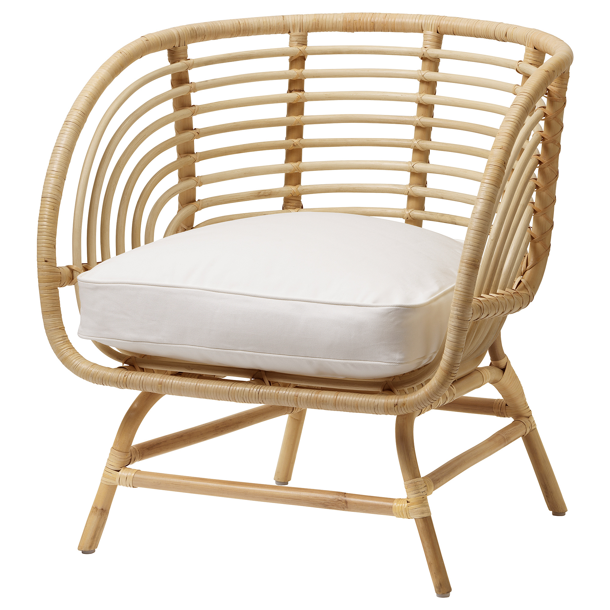 BUSKBO - 扶手椅, 籐製/Djupvik 白色, 72x63x75 公分 | IKEA 線上購物