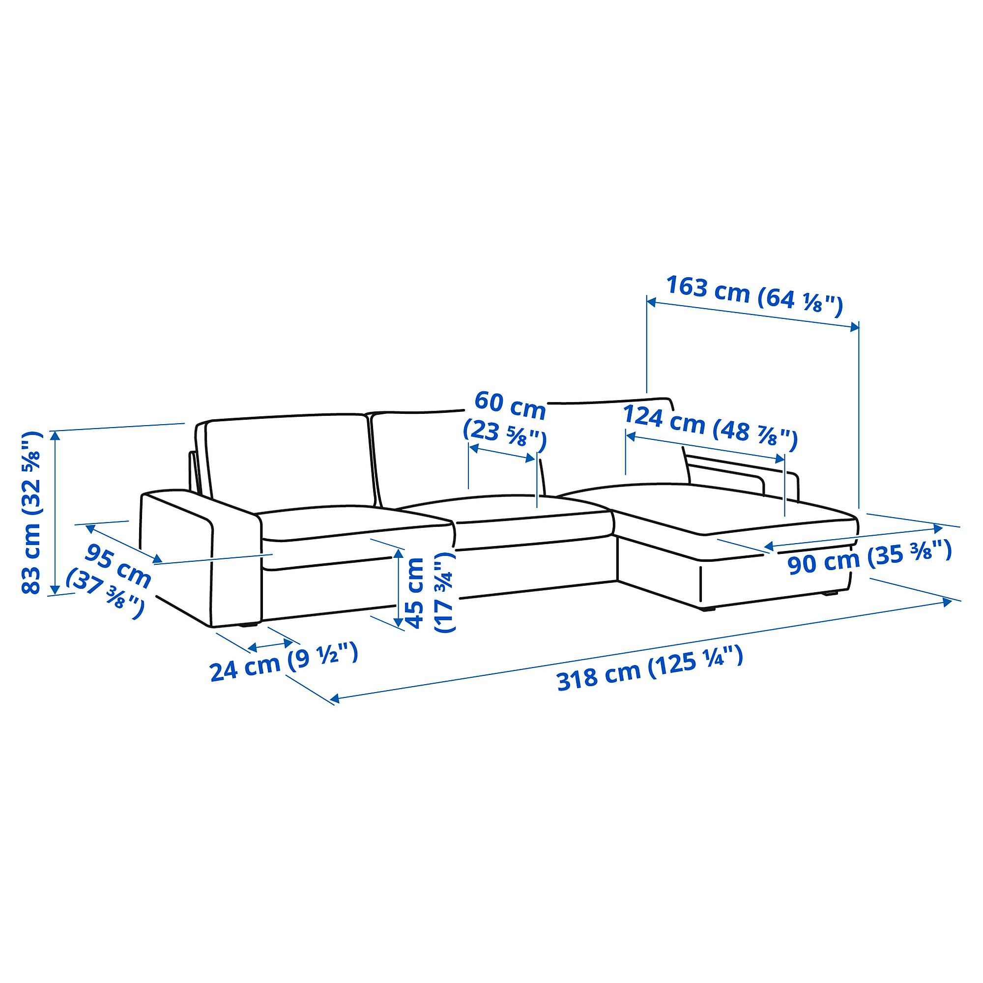 KIVIK 4-seat sofa with chaise longue