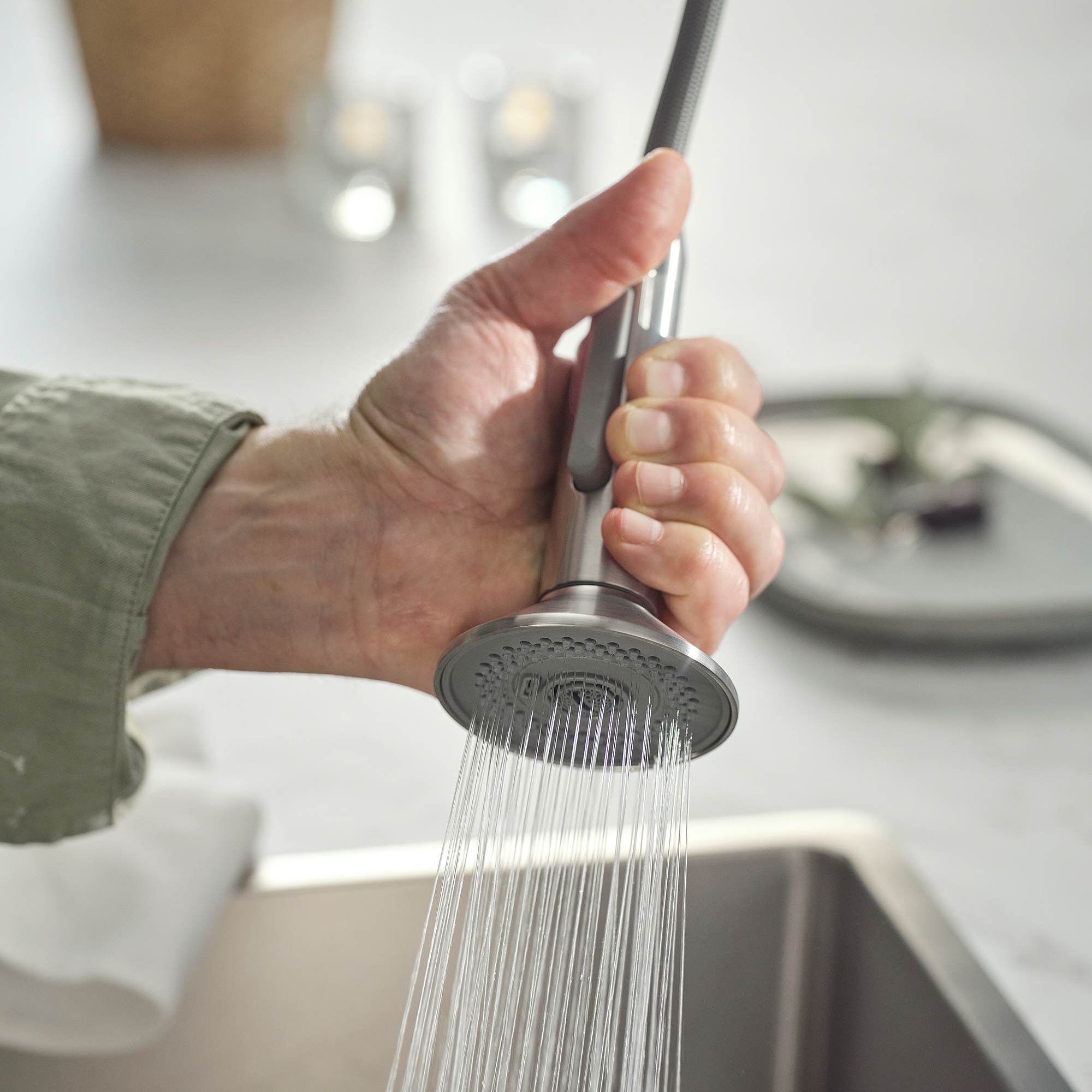 MAJSJÖN kitchen mixer tap pull down w spray