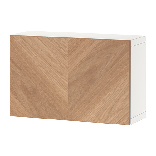 BESTÅ - wall-mounted cabinet combination, white/Hedeviken oak veneer | IKEA Taiwan Online - PE824376_S4