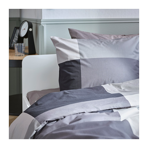 BRUNKRISSLA duvet cover and 2 pillowcases