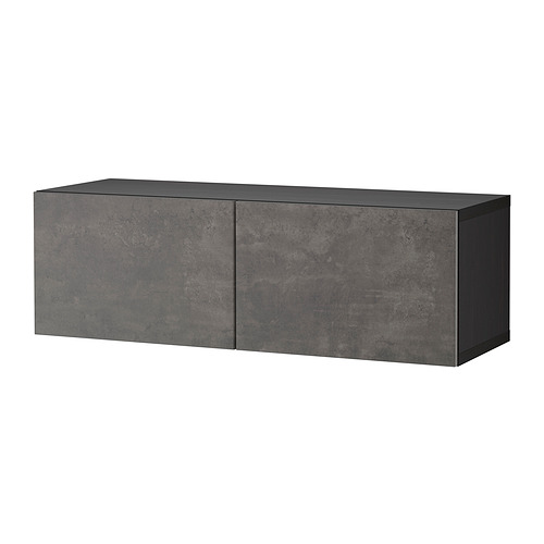 BESTÅ - wall-mounted cabinet combination, black-brown Kallviken/dark grey concrete effect | IKEA Taiwan Online - PE824436_S4