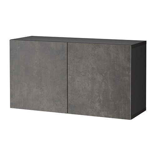 BESTÅ - wall-mounted cabinet combination, black-brown Kallviken/dark grey concrete effect | IKEA Taiwan Online - PE824447_S4