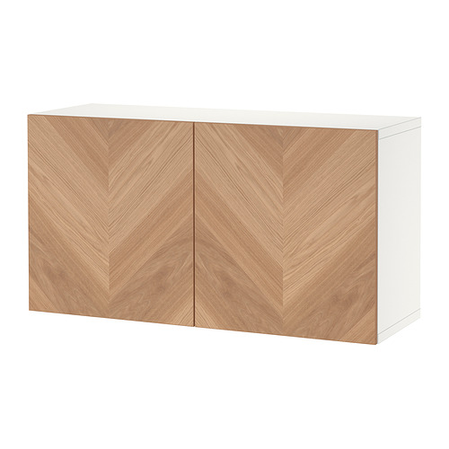 BESTÅ - shelf unit with doors, white/Hedeviken oak veneer | IKEA Taiwan Online - PE824456_S4