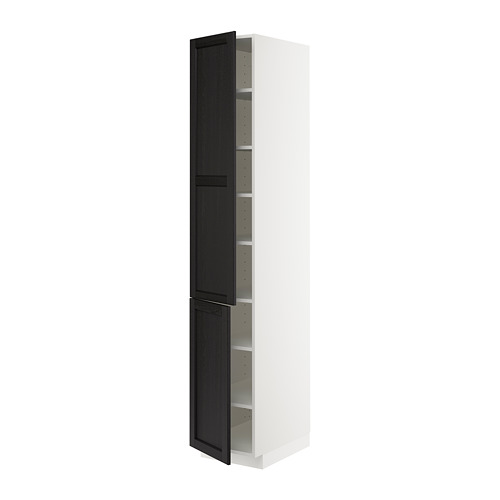 METOD - high cabinet with shelves/2 doors, white/Lerhyttan black stained | IKEA Taiwan Online - PE679596_S4