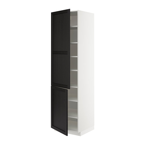 METOD - high cabinet with shelves/2 doors, white/Lerhyttan black stained | IKEA Taiwan Online - PE679597_S4