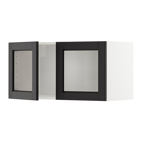 METOD wall cabinet with 2 glass doors