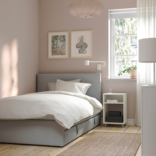 GLADSTAD - upholstered bed, 2 storage boxes, Kabusa light grey | IKEA Taiwan Online - PE866592_S4