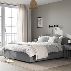 HAUGA - 雙人加大軟墊式床框, 米色, 附4件收納盒 | IKEA 線上購物 - PE784969_S3