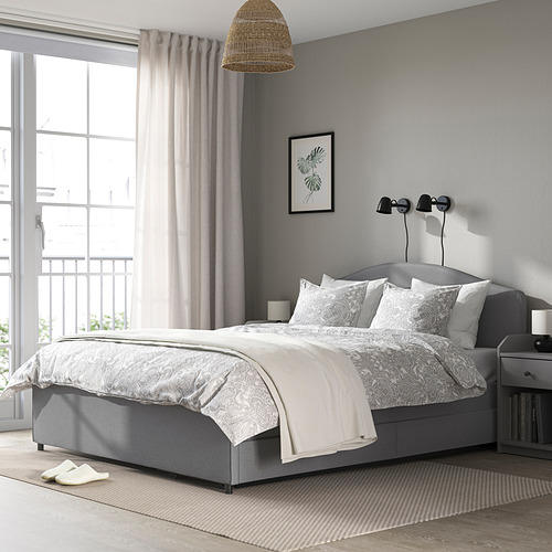 HAUGA - 軟墊式床附4個收納盒, Vissle 灰色 | IKEA 線上購物 - PE866596_S4