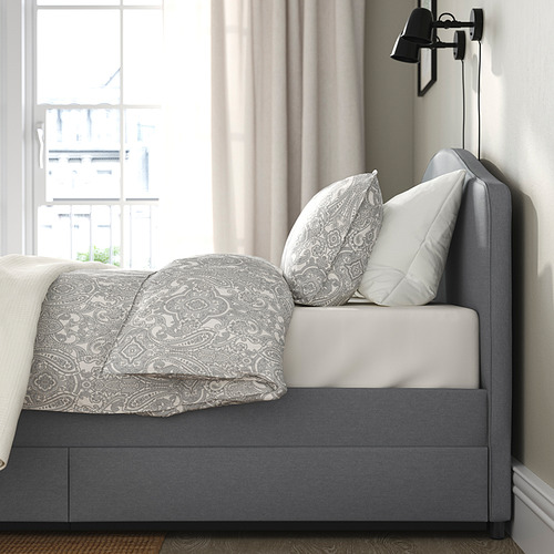 HAUGA - 軟墊式床附4個收納盒, Vissle 灰色 | IKEA 線上購物 - PE866597_S4