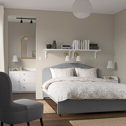 HAUGA - upholstered bed frame, Lofallet beige | IKEA Taiwan Online - PE781056_S3