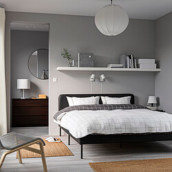 SLATTUM - 雙人軟墊式床框, 淺灰色, 含床底板條 | IKEA 線上購物 - PE754388_S3
