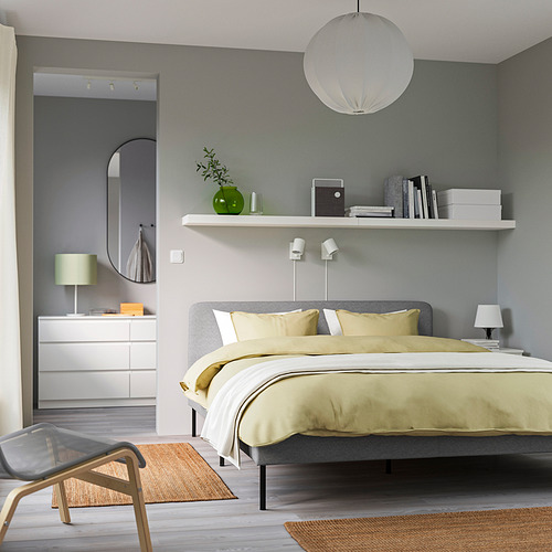 SLATTUM - 雙人軟墊式床框, 淺灰色, 含床底板條 | IKEA 線上購物 - PE866633_S4