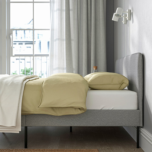 SLATTUM - 雙人軟墊式床框, 淺灰色, 含床底板條 | IKEA 線上購物 - PE866634_S4