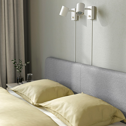 SLATTUM - 雙人加大軟墊式床框, 淺灰色, 含床底板條 | IKEA 線上購物 - PE866635_S4