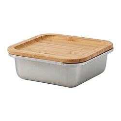 IKEA 365+ - 附蓋保鮮盒，方形不鏽鋼/竹，600 毫升| IKEA 線上購物