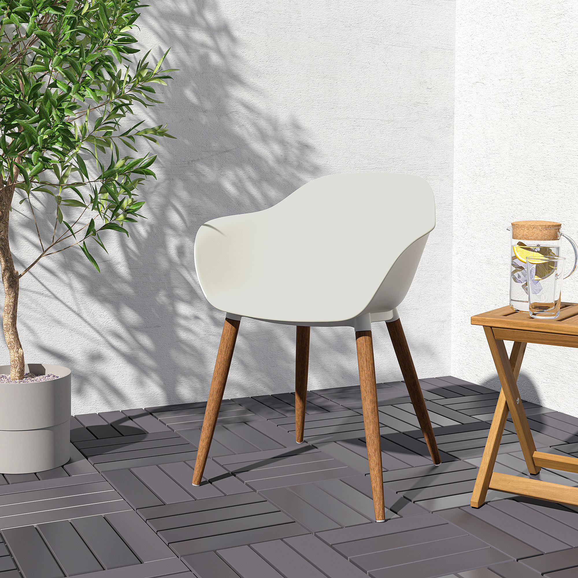GRÖNSTA chair with armrests, in/outdoor