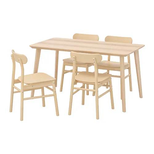 LISABO/RÖNNINGE - 餐桌附4張餐椅, 實木貼皮 梣木/樺木, 140x78 公分 | IKEA 線上購物 - PE724140_S4