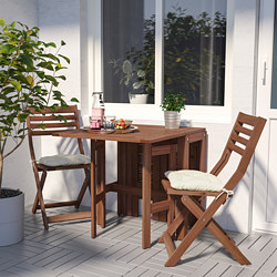 ÄPPLARÖ - table+2 folding chairs, outdoor, brown stained/Kuddarna grey | IKEA Taiwan Online - PE768156_S3