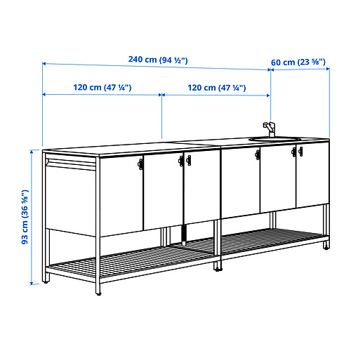 BÅTSKÄR outdoor kitchen with sink unit