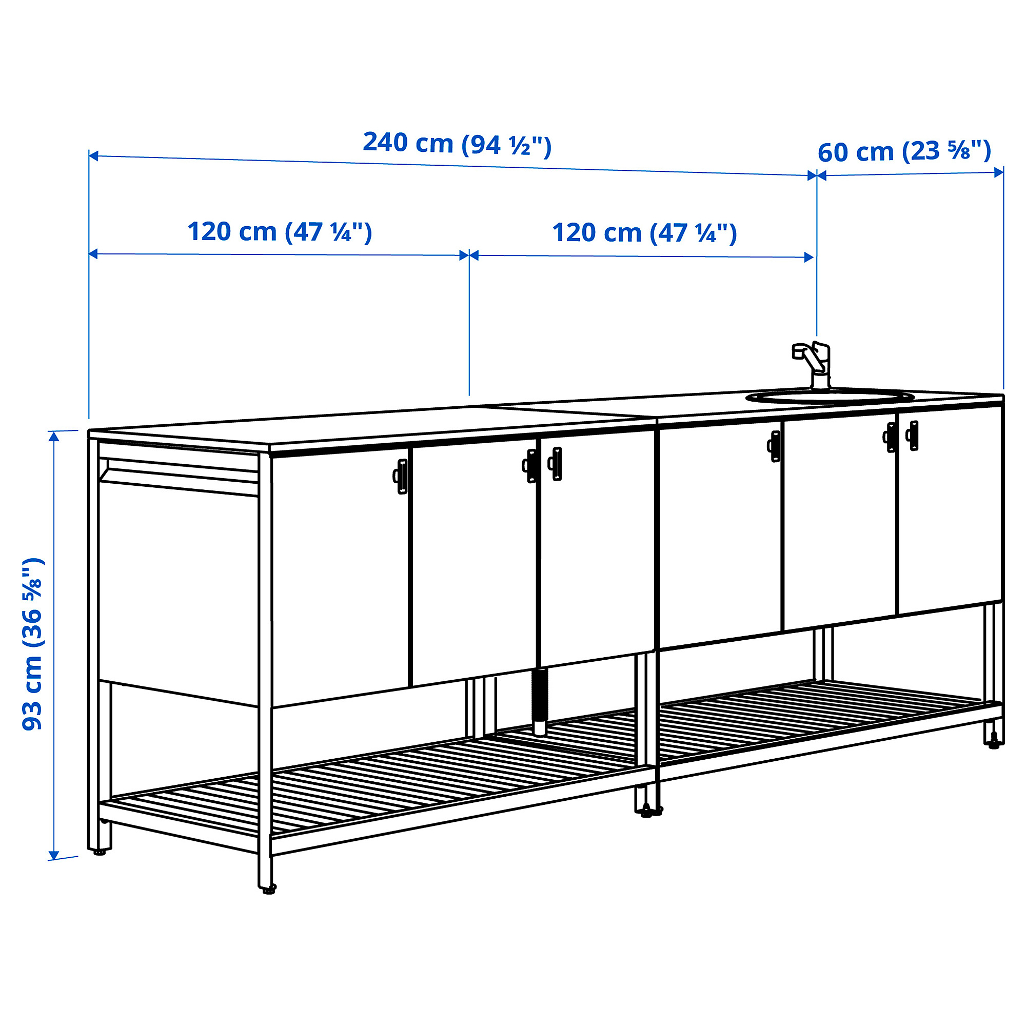 BÅTSKÄR outdoor kitchen with sink unit