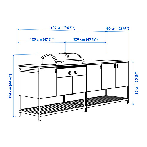 BÅTSKÄR outdoor kitchen w charcoal barbecue